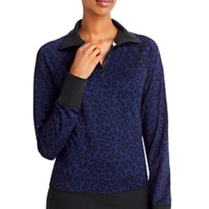 Aqua Athletic Blue Leopard Print Pullover